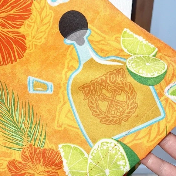 Dixxon The Anejo Short Sleeve Summer Tropical Drinking Alcoha Orange Men's Shirt - Picture 3 of 10